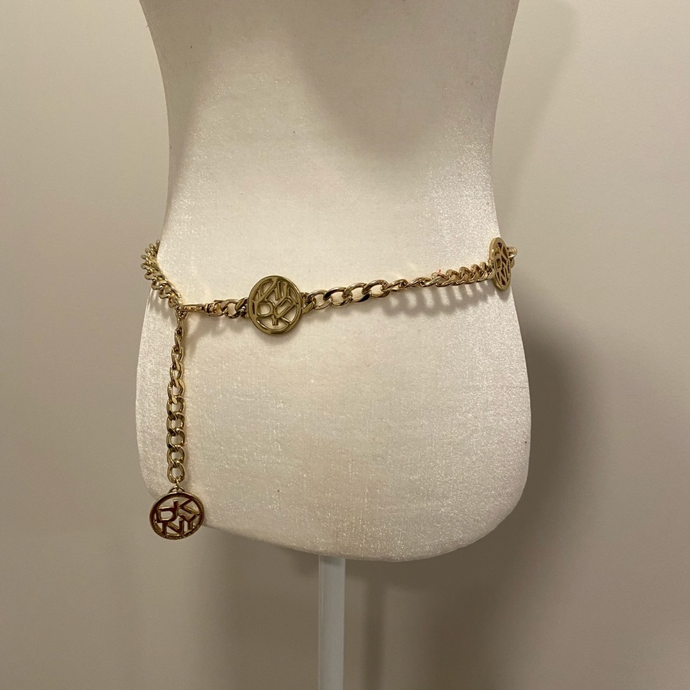DKNY gold tone logo belt